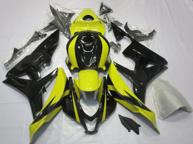 2007-2008 Honda CBR600RR Motorcycle Fairings - Yellow Glossy Black OEM Style Canada