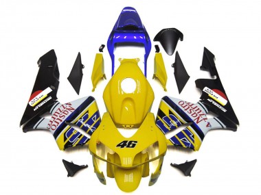 2003-2004 Honda CBR600RR Motorcycle Fairings - Yellow Blue White Glossy Black Nastro Azzurro 46 Canada