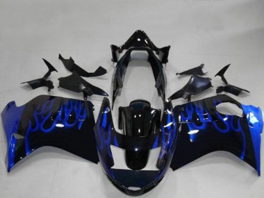 1996-2007 Honda CBR1100XX Blackbird Motorcycle Fairings - Glossy Black Blue Flame Canada