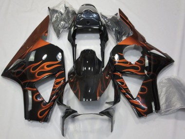 2002-2003 Honda CBR954RR Motorcycle Fairings - Glossy Black Orange Flame Canada