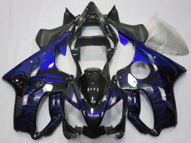 2001-2003 Honda CBR600 F4i Motorcycle Fairings - Glossy Black Blue Flame Canada
