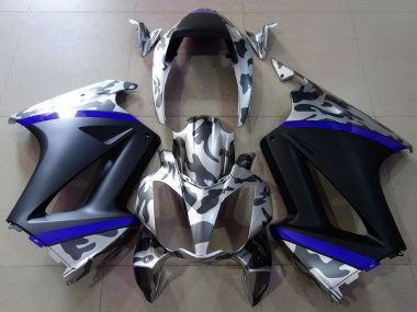 2002-2013 Honda VFR 800 Motorcycle Fairings - Grey Camouflage Blue Matte Black Canada