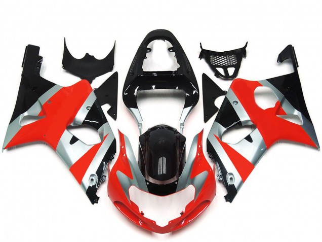 2000-2002 Suzuki GSXR 1000 Motorcycle Fairings - Silver Red Glossy Black OEM Style Canada