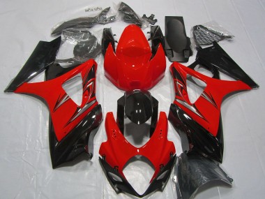 2007-2008 Suzuki GSXR 1000 Motorcycle Fairings - Red Glossy Black Canada