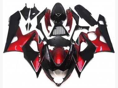 2005-2006 Suzuki GSXR 1000 Motorcycle Fairings - Candy Red Glossy Black Canada