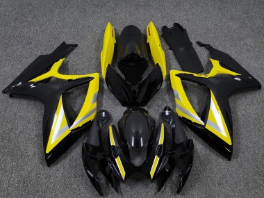 2006-2007 Suzuki GSXR 600 / GSXR 750 Motorcycle Fairings - Glossy Black Yellow Silver OEM Style Canada