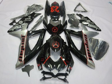 2008-2010 Suzuki GSXR 600 / GSXR 750 Motorcycle Fairings - Glossy Black Silver Red Jordan 23 Canada