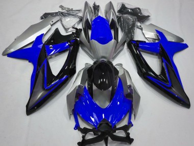 2008-2010 Suzuki GSXR 600 / GSXR 750 Motorcycle Fairings - Silver Blue Glossy Black Canada