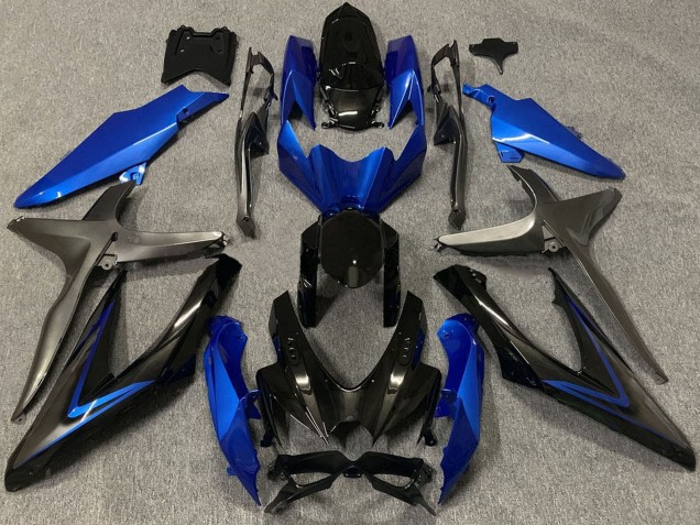 2008-2010 Suzuki GSXR 600 / GSXR 750 Motorcycle Fairings - Blue Grey Glossy Black Canada