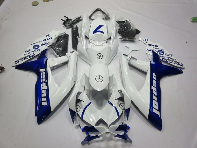 2008-2010 Suzuki GSXR 600 / GSXR 750 Motorcycle Fairings - White Blue Jordan Canada