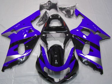 2001-2003 Suzuki GSXR 600 / GSXR 750 Motorcycle Fairings - Blue Silver Glossy Black OEM Style Canada