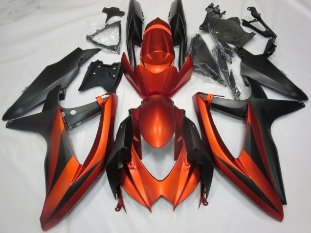 2008-2010 Suzuki GSXR 600 / GSXR 750 Motorcycle Fairings - Burnt Orange Matte Black Canada