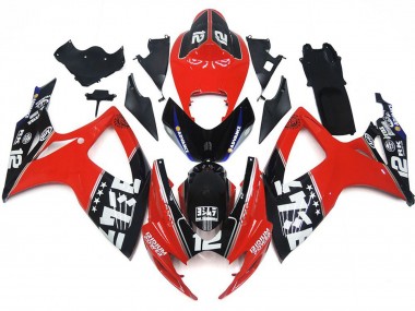 2006-2007 Suzuki GSXR 600 / GSXR 750 Motorcycle Fairings - Red Glossy Black White Canada