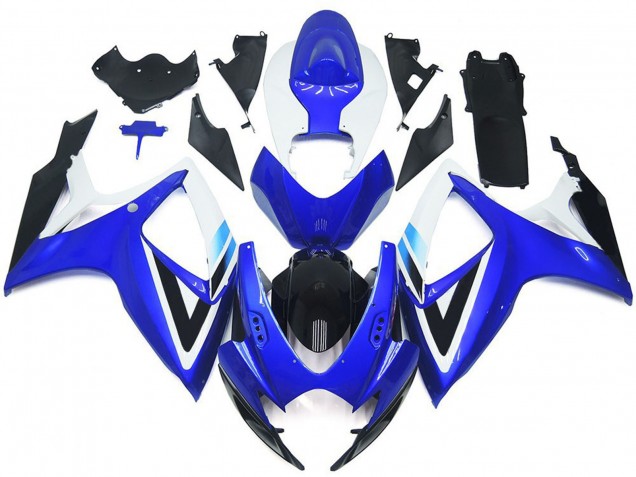 2006-2007 Suzuki GSXR 600 / GSXR 750 Motorcycle Fairing Kits - White Blue Glossy Black OEM Style Canada