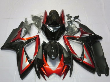2006-2007 Suzuki GSXR 600 / GSXR 750 Motorcycle Fairings - Glossy Black Red Silver Canada
