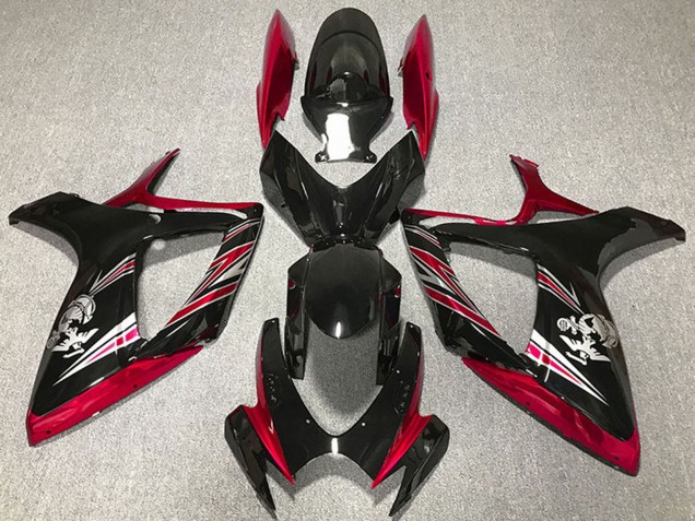 2006-2007 Suzuki GSXR 600 / GSXR 750 Motorcycle Fairing - Red Glossy Black Canada