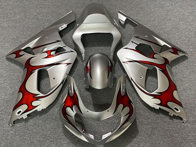 2001-2003 Suzuki GSXR 600 / GSXR 750 Motorcycle Fairings - Silver Red Canada