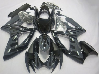 2006-2007 Suzuki GSXR 600 / GSXR 750 Motorcycle Fairings - Grey Black Flame Canada