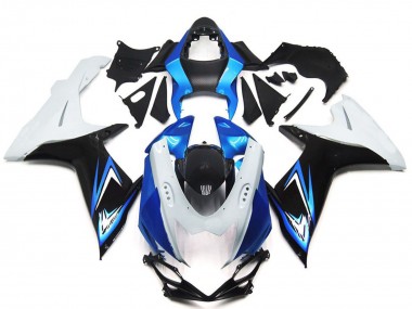 2011-2024 Suzuki GSXR 600 / GSXR 750 Motorcycle Fairings - White Light Blue Glossy Black Canada