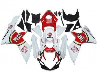 2011-2024 Suzuki GSXR 600 / GSXR 750 Motorcycle Fairings - White Red Motul Lucky Strike Canada