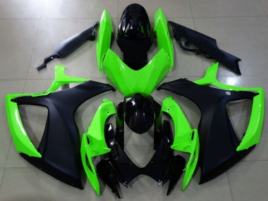 2006-2007 Suzuki GSXR 600 / GSXR 750 Motorcycle Fairings - Green Glossy Black Matte Black Canada