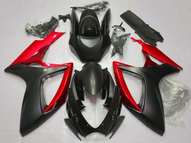 2006-2007 Suzuki GSXR 600 / GSXR 750 Motorcycle Fairings - Matte Black Red Canada