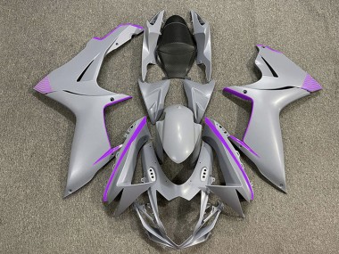 2011-2024 Suzuki GSXR 600 / GSXR 750 Motorcycle Fairings - Matte Nardo Grey Purple Accents Canada