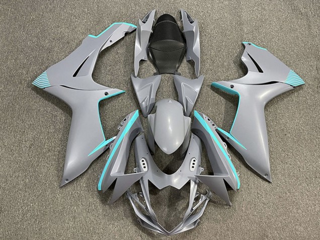 2011-2024 Suzuki GSXR 600 / GSXR 750 Motorcycle Fairings - Matte Nardo Grey Teal Accents Canada