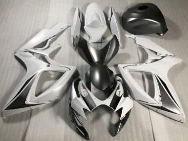 2006-2007 Suzuki GSXR 600 / GSXR 750 Motorcycle Fairings - White Grey Matte Black Canada