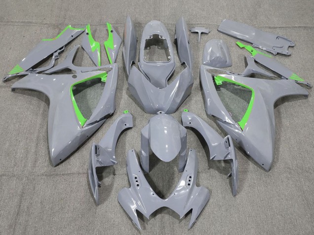 2006-2007 Suzuki GSXR 600 / GSXR 750 Motorcycle Fairings - Nardo Grey and Green Trim Canada