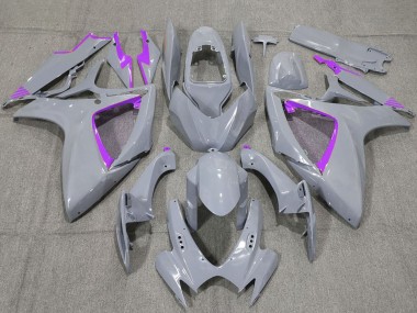 2006-2007 Suzuki GSXR 600 / GSXR 750 Motorcycle Fairings - Nardo Grey and Purple Trim Canada