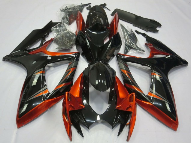 2006-2007 Suzuki GSXR 600 / GSXR 750 Motorcycle Fairings - Orange Glossy Black Canada