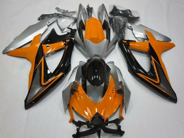 2008-2010 Suzuki GSXR 600 / GSXR 750 Motorcycle Fairings - Silver Orange Glossy Black Canada