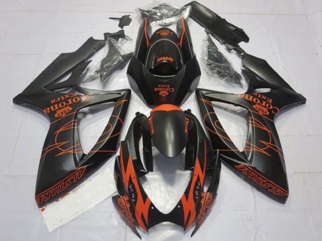 2006-2007 Suzuki GSXR 600 / GSXR 750 Motorcycle Fairings - Matte Black Orange Corona Extra Alstare Motul Canada