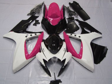2006-2007 Suzuki GSXR 600 / GSXR 750 Motorcycle Fairings - Pink White Glossy Black Star Canada