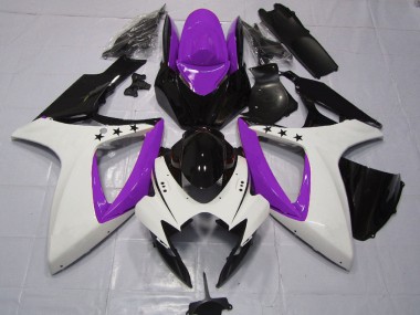 2006-2007 Suzuki GSXR 600 / GSXR 750 Motorcycle Fairings - Purple White Glossy Black Star Canada