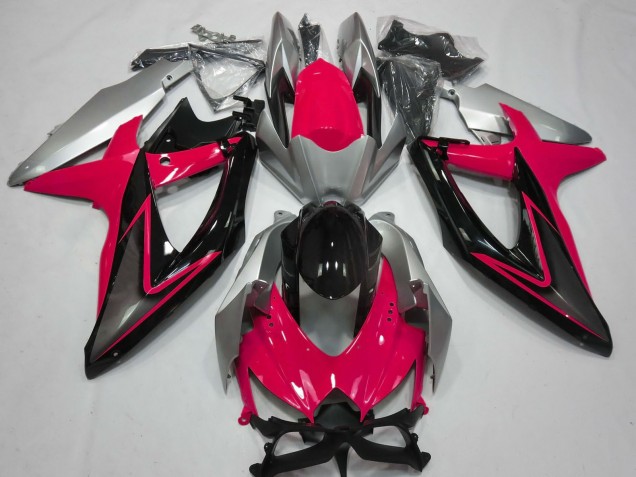 2008-2010 Suzuki GSXR 600 / GSXR 750 Motorcycle Fairings - Silver Red Glossy Black Canada