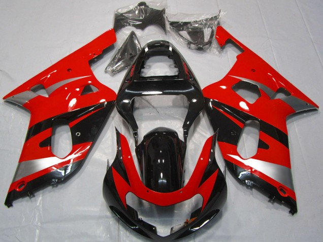 2001-2003 Suzuki GSXR 600 / GSXR 750 Motorcycle Fairings - Red Silver Glossy Black OEM Style Canada