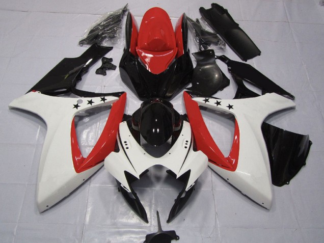 2006-2007 Suzuki GSXR 600 / GSXR 750 Motorcycle Fairings - Red White Glossy Black Canada