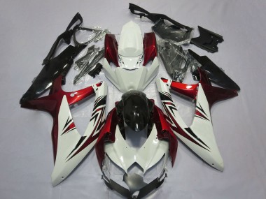2008-2010 Suzuki GSXR 600 / GSXR 750 Motorcycle Fairings - White Red Glossy Black Canada