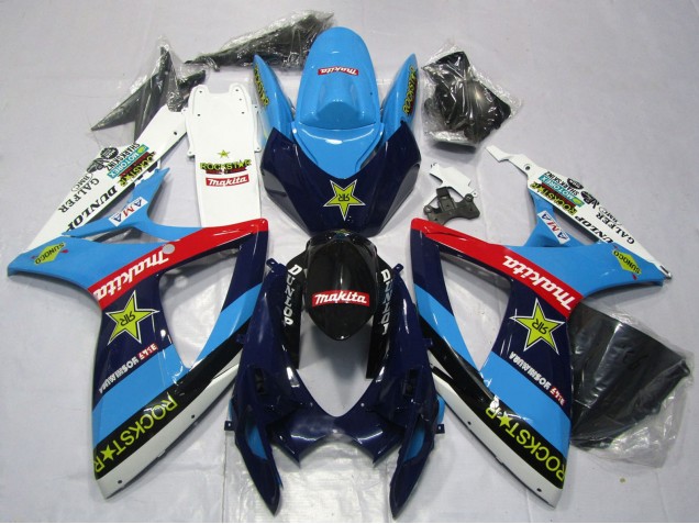 2006-2007 Suzuki GSXR 600 / GSXR 750 Motorcycle Fairings - Blue White Red Glossy Black Rockstar Canada