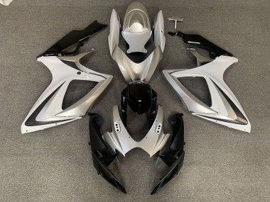 2006-2007 Suzuki GSXR 600 / GSXR 750 Motorcycle Fairings - Silver White Glossy Black OEM Style Canada
