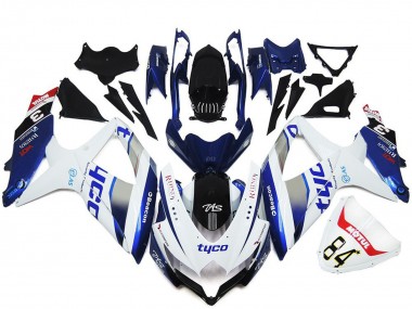 2008-2010 Suzuki GSXR 600 / GSXR 750 Motorcycle Fairings - White Silver Blue Black Tyco Canada