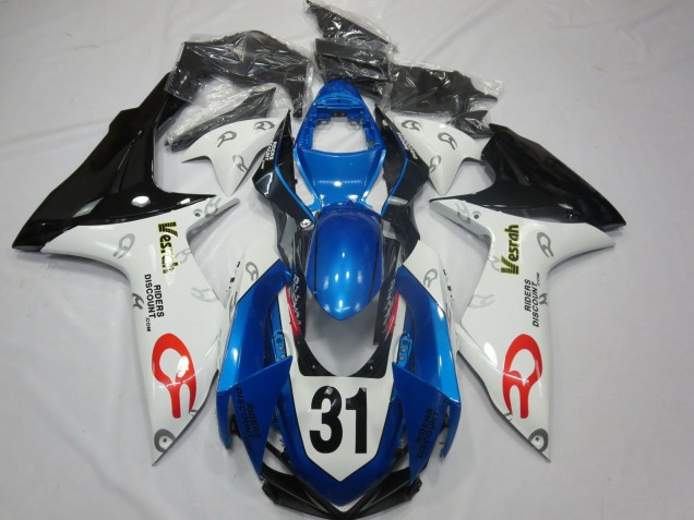2011-2024 Suzuki GSXR 600 / GSXR 750 Motorcycle Fairings - White Blue Glossy Black Vesrah 31 Canada