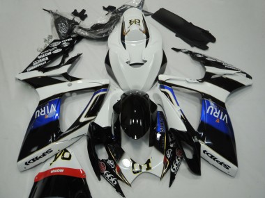 2006-2007 Suzuki GSXR 600 / GSXR 750 Motorcycle Fairings - White Blue Glossy Black Viru Canada