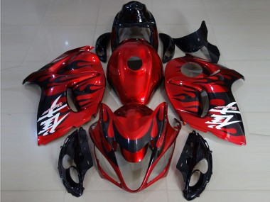 2008-2020 Suzuki GSXR 1300 Motorcycle Fairings - Red Black Flame Canada