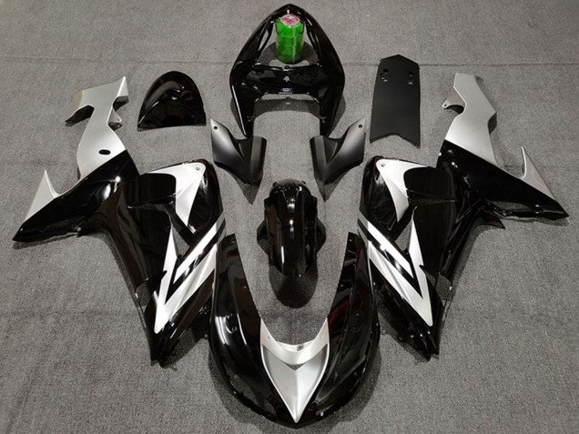 2006-2007 Kawasaki ZX10R Motorcycle Fairings - Glossy Black Silver Canada