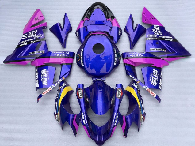 2004-2005 Kawasaki ZX10R Motorcycle Fairings - Blue and Pink Trick Star Canada