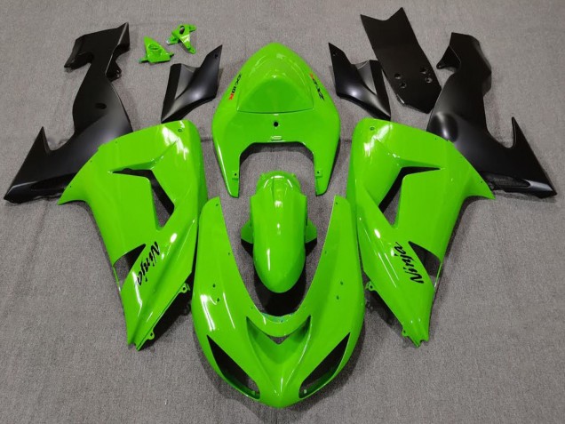 2006-2007 Kawasaki ZX10R Motorcycle Fairings - Green Matte Black Canada