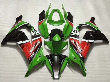 2011-2015 Kawasaki ZX10R Motorcycle Fairings - Green Red White Black Elf Motocard 66 Canada